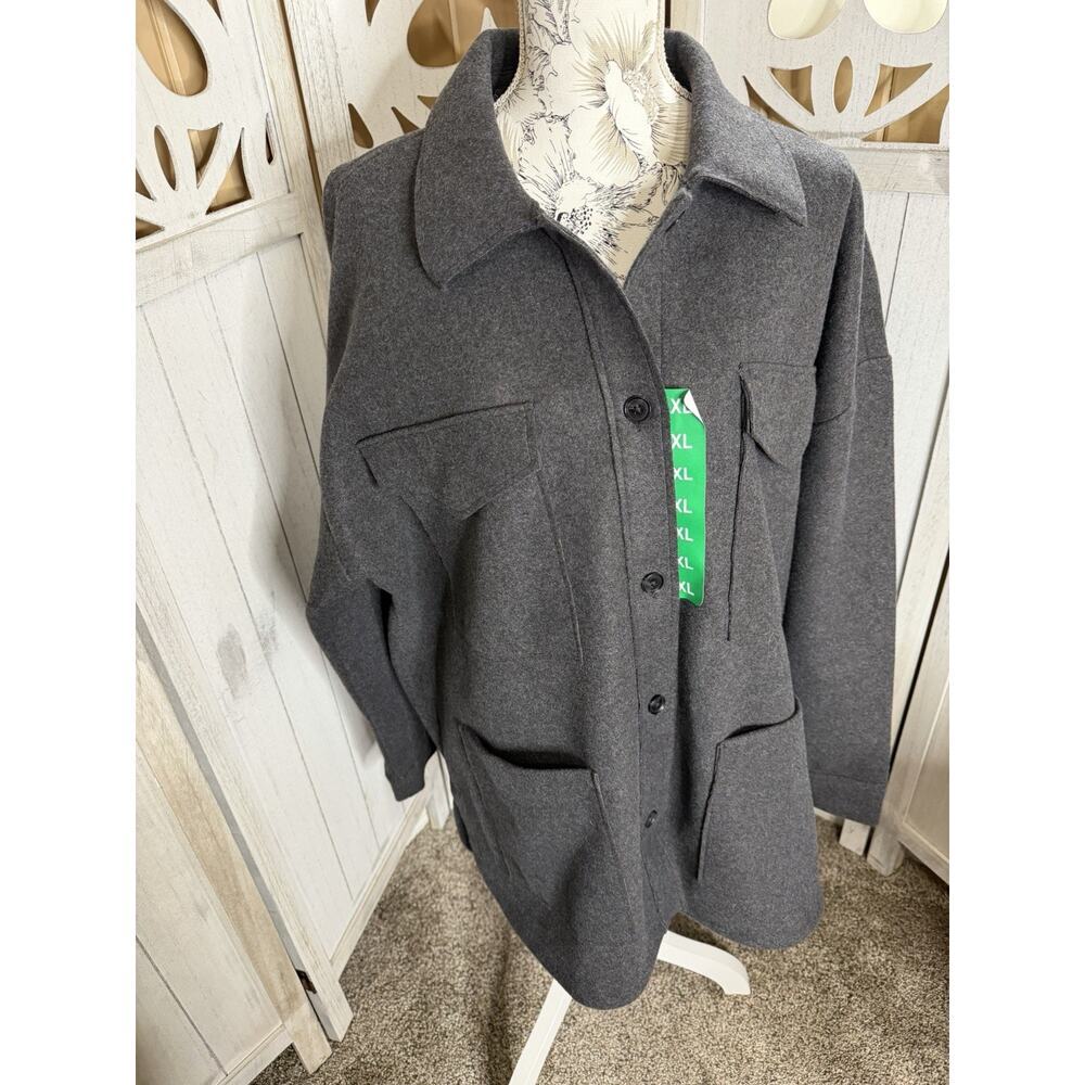 Banana Republic Women’s Gray 4 Pocket Oversize Shirt Jacket Shacket Size XL NEW